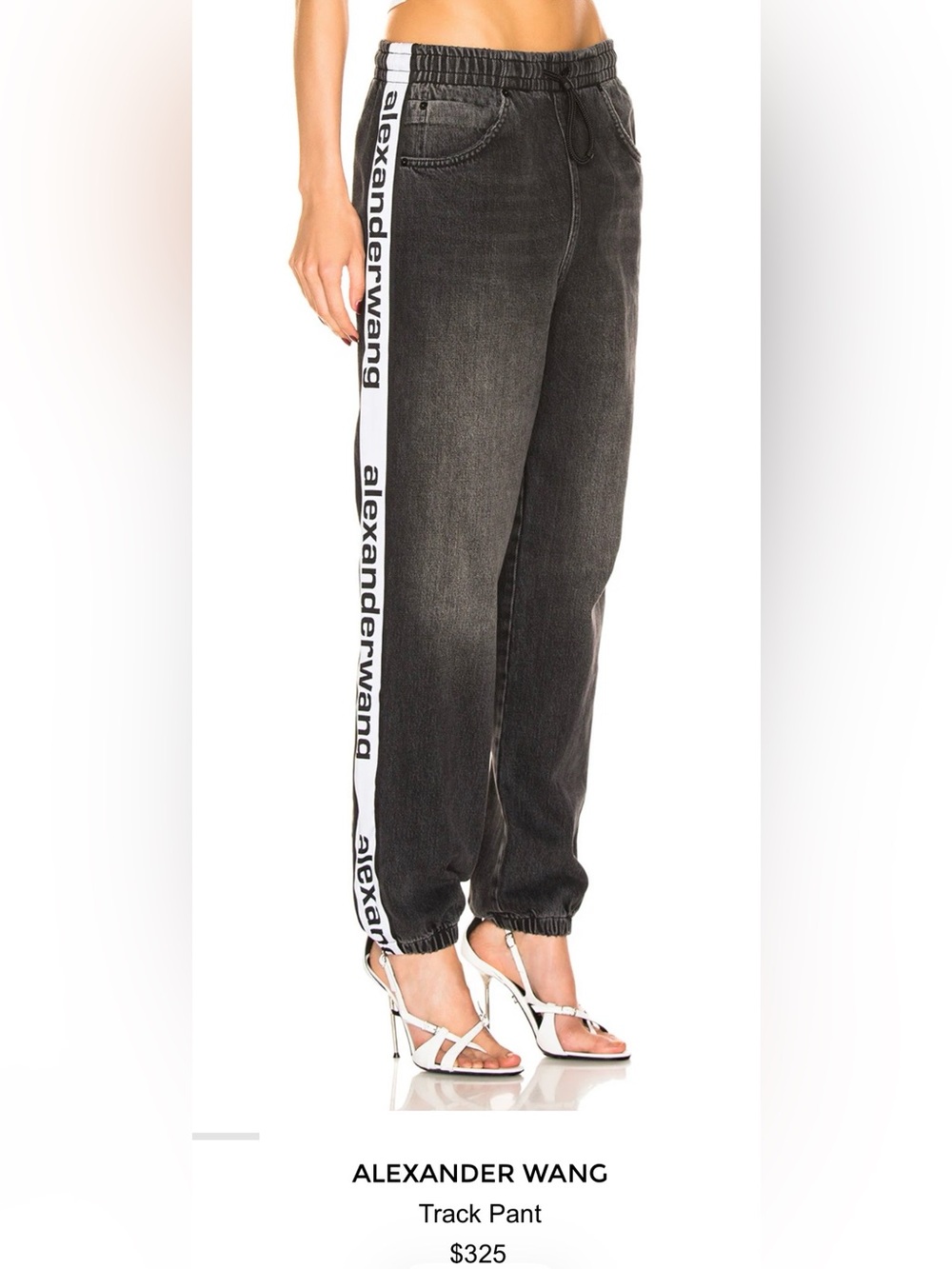 Alexander Wang Black Washed Denim Track Pants